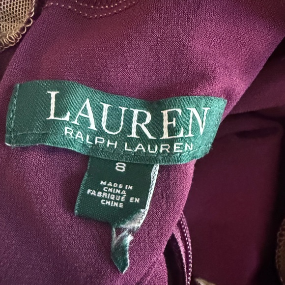 Ralph Lauren Burgundy Lace Mini Dress - Picture 2 of 4